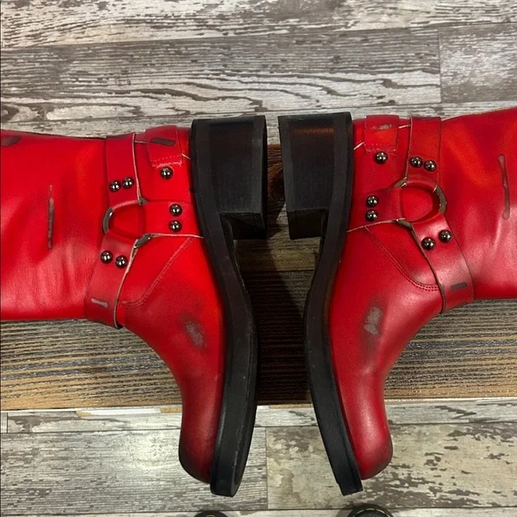 Steve Madden Red Combat Boots with Buckles - Picture 7 of 7